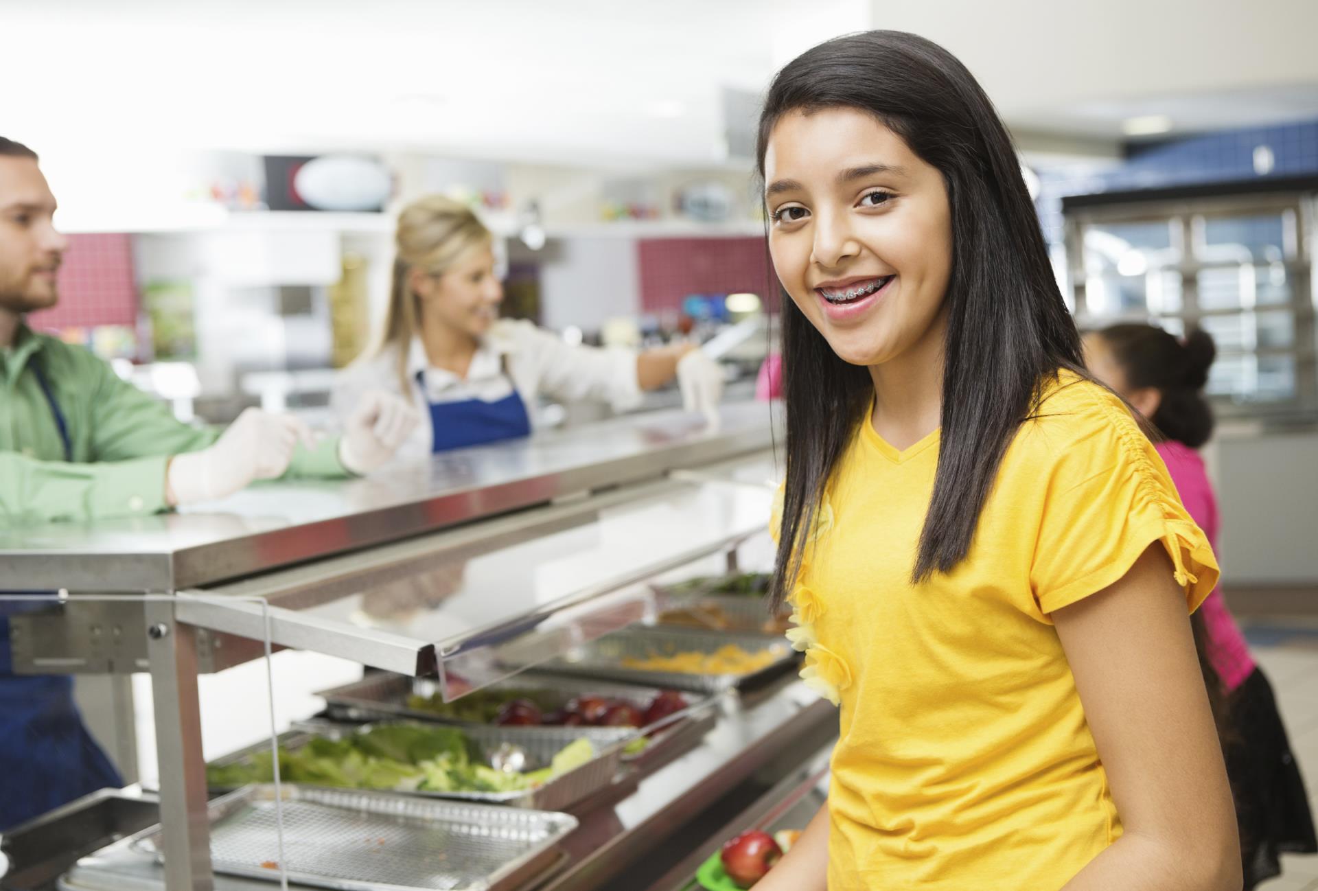 Student in a lunch line