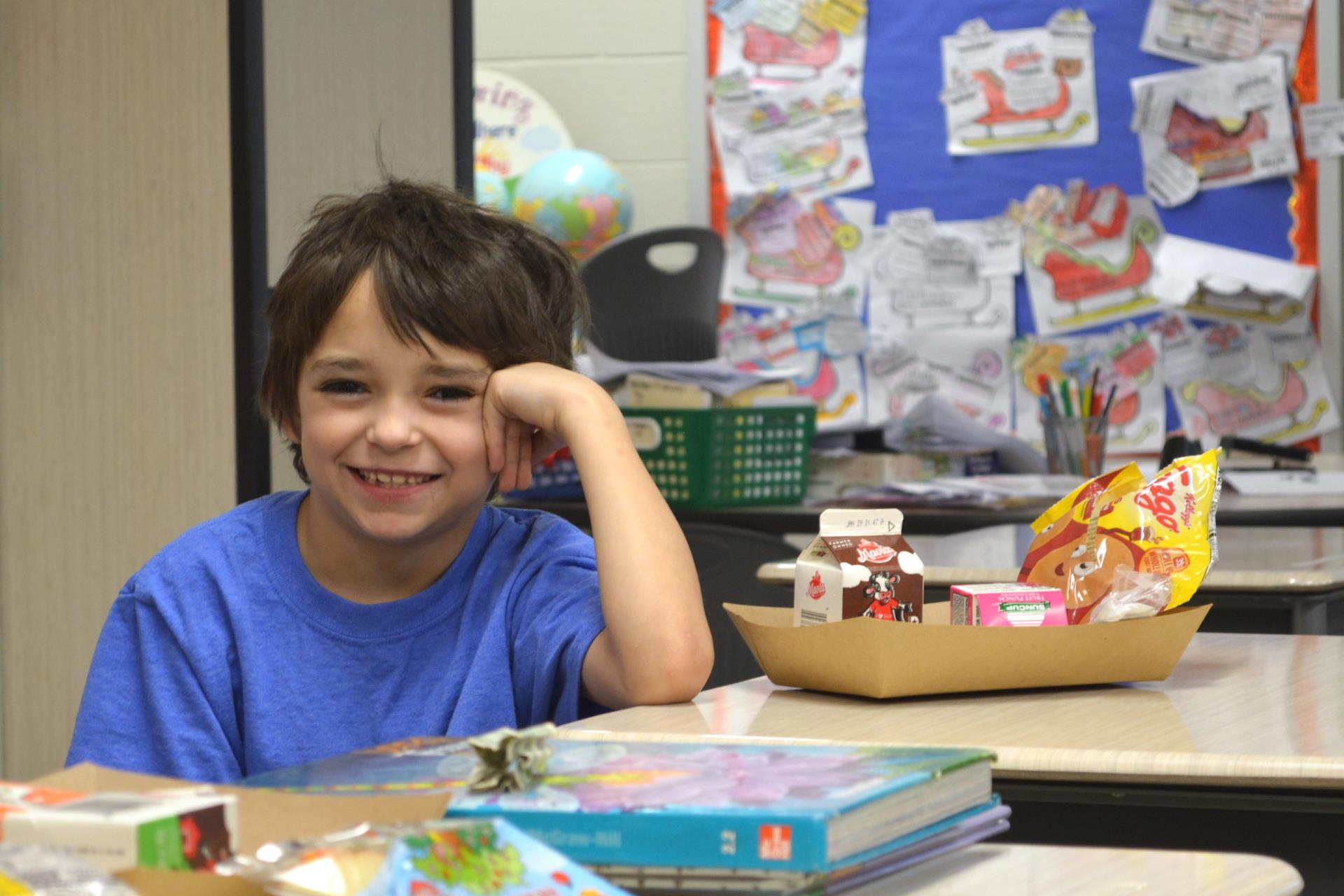 Student eating breakfast in the classroom