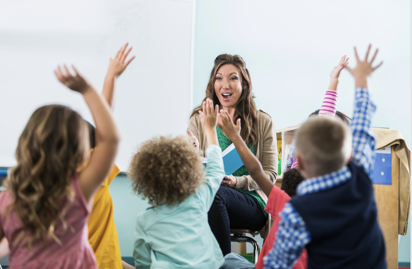 classroom hands up